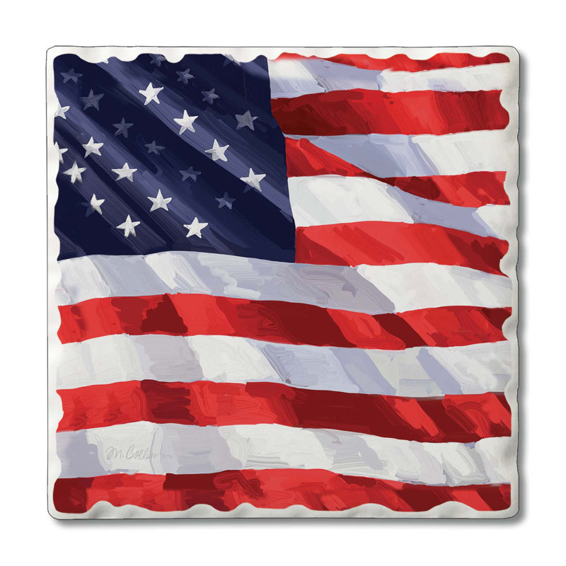 Liberty Flag 4-Pack Tumbled Tile Stone Coasters