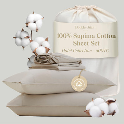 Double Stitch 100% Supima Cotton Sheets Set