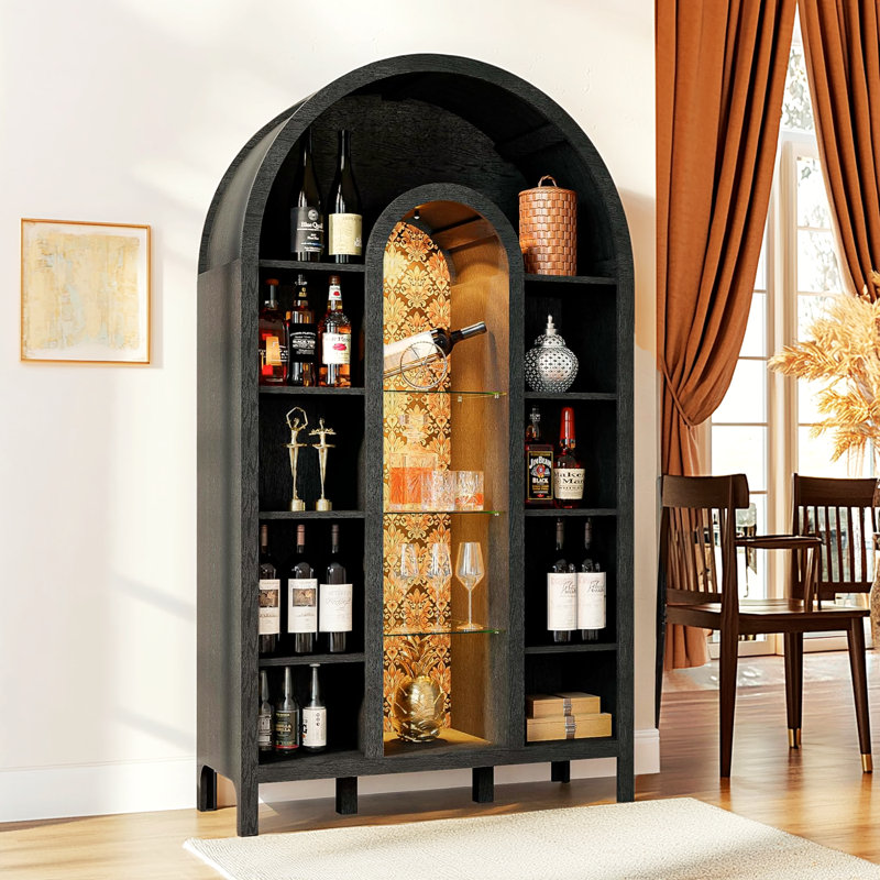 Black Bar Cabinet with LED Light