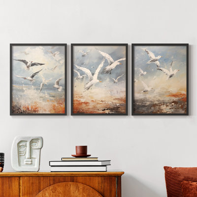 Sea and Shore  Series  CXX  -Set Of 3 Framed Giclee Prints -Ready to Hang