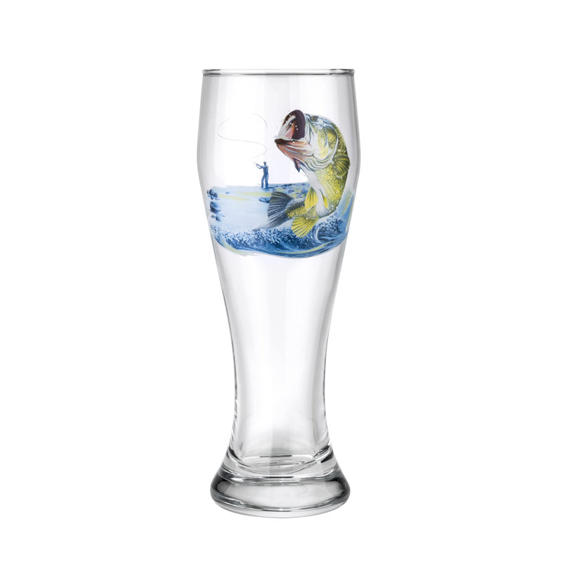 Verres Pilsner Victoria Bella de fabrication européenne. Verre à bière 14 oz (415 ml) pour une meilleure rétention de la tête, des arômes et de la saveur. Pêche. Le motif de poisson Bas.