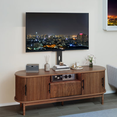  Modern Fluted TV Stand With Mount & Charging Hub