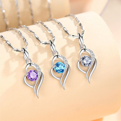 Collier pour femme avec pendentif en forme de cœur, strass et chaîne fine, collier de couleur vive, cadeau pour bijoux