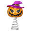 Décoration d'Halloween : Citrouille d'Halloween, cimier de sapin avec chapeau de sorcière violet, lanternes à ressort, ornement de cimier de sapin effrayant, petit sapin de table, décoration de Noël