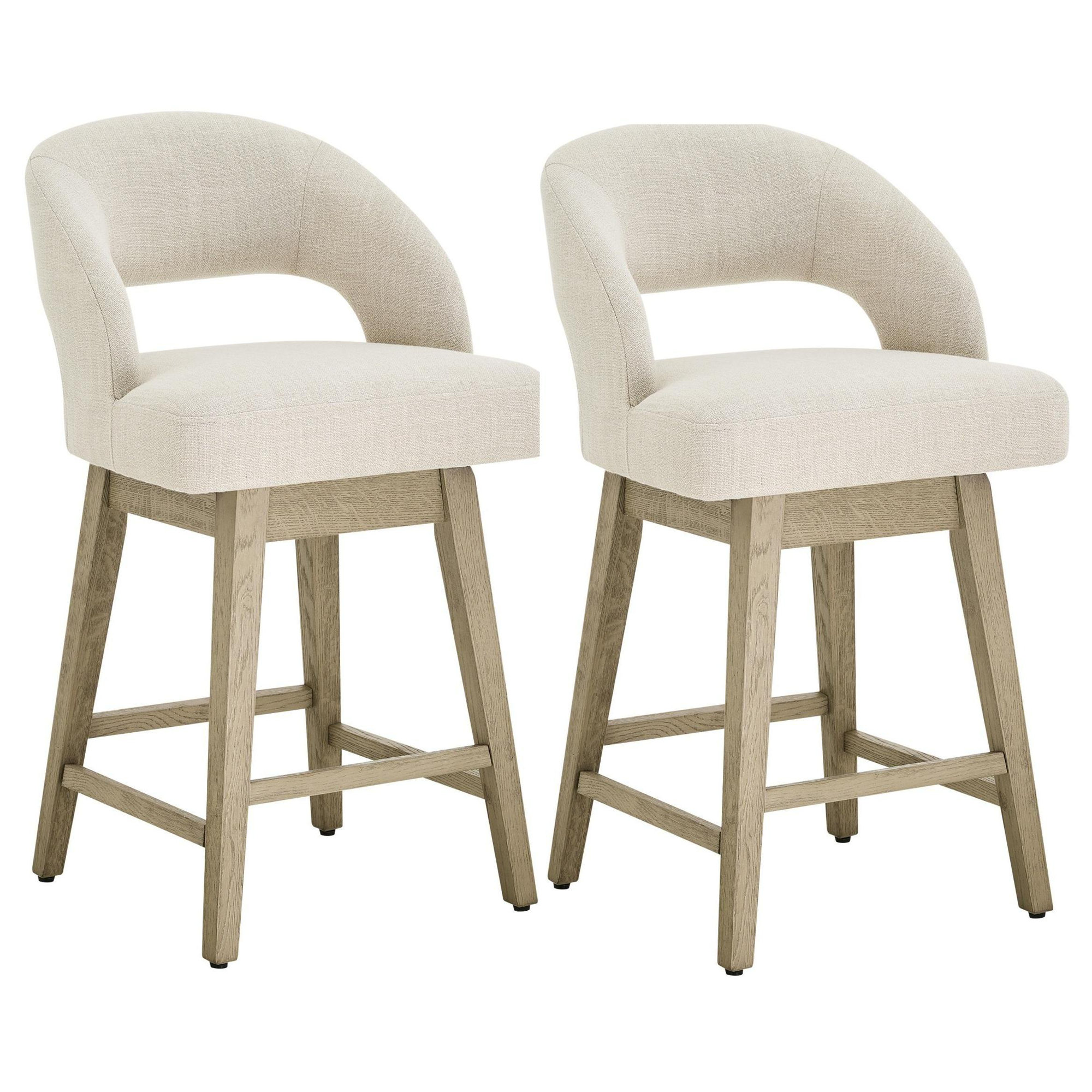 Neta Upholstered Stool, Effie Linen Performance Linen
