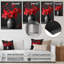 Décoration murale rouge et gris rétro fuchsia I - Fuschia-1714925638-1714925639