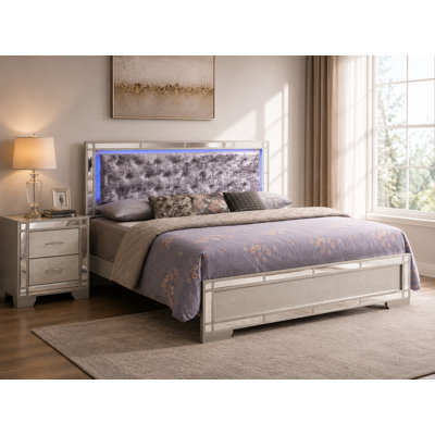 Hamilton Silver Champagne 2pc Bedroom Set with Full Bed