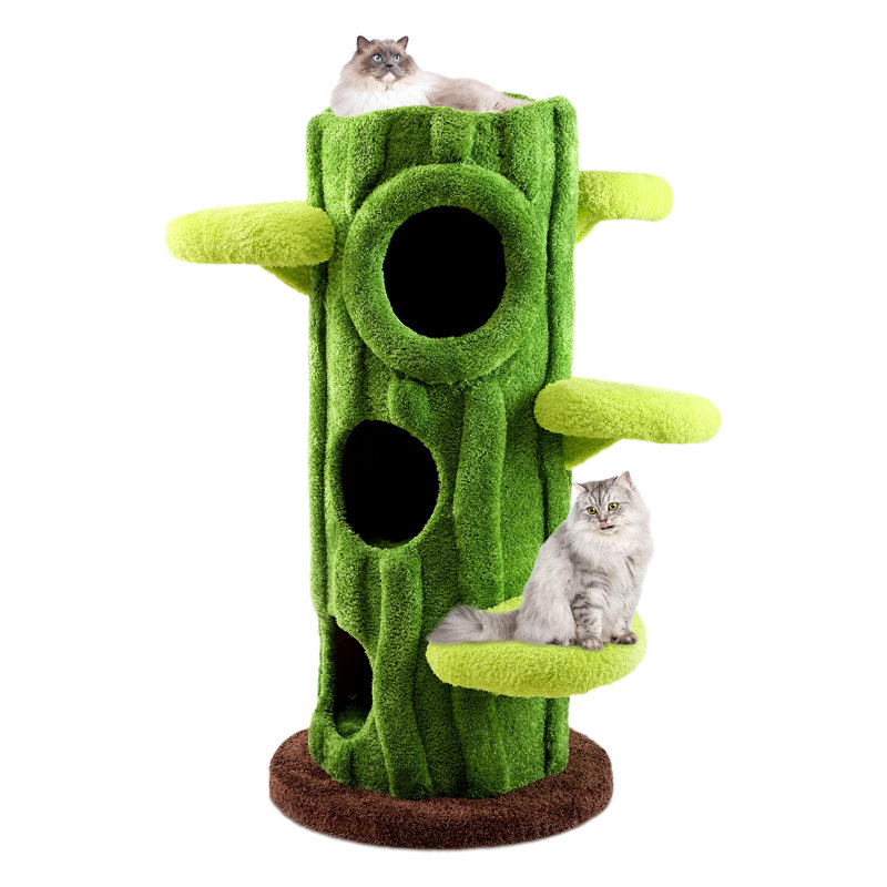 Arbre à chat 48,8 po H Eletha, Vert clair / jaune