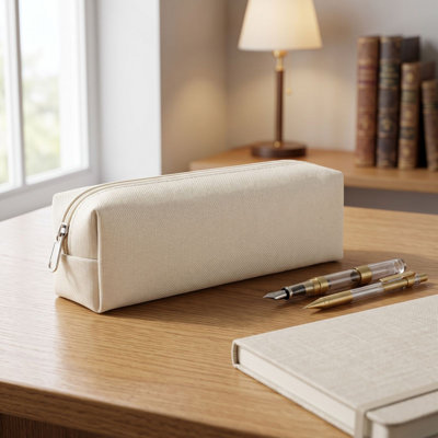 Trousse à crayons en tissu uni, pochette de rangement pour fournitures scolaires, idéale pour les élèves du primaire et du secondaire.