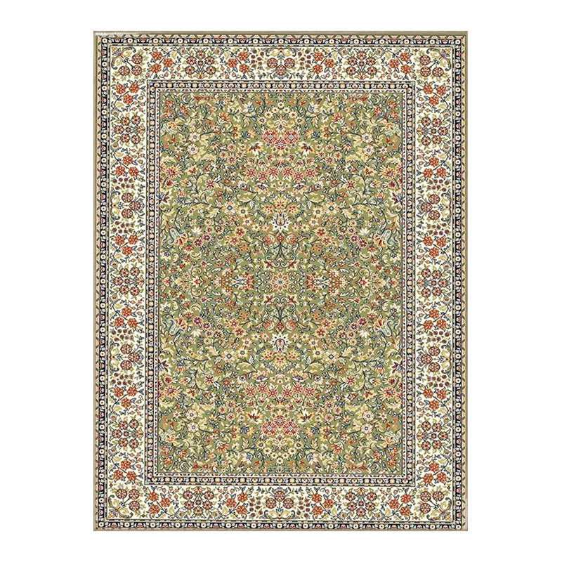 Tapis décoratif vert à motif floral lavable à la machine