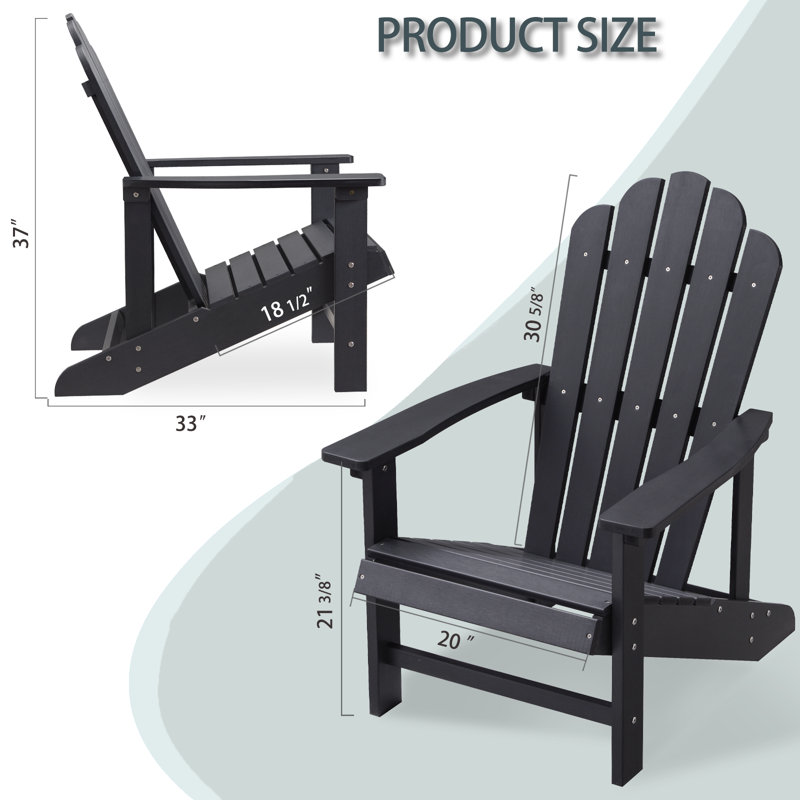 Chaise Adirondack en plastique Calhoun, Noir