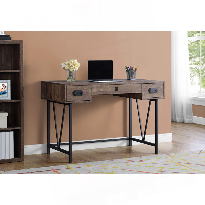 Bureau d'ordinateur, bureau personnel, ordinateur portable, tiroirs de rangement, L 48 po, bureau, métal noir, transitionnel