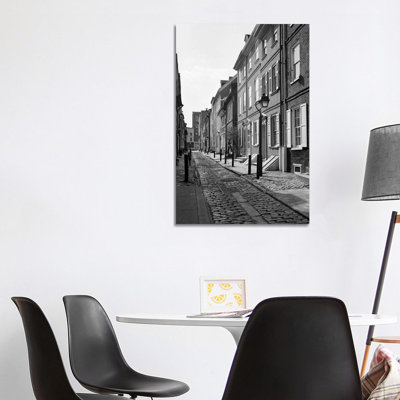 1960s Elfreth's Alley a Narrow Colonial Belgian Block Street Lined with Quaint Row Homes Philadelphia Pennsylvania USA 1 Piece Wrapped Canvas Wall Art