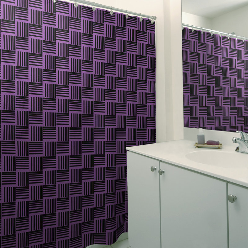Rideau de douche simple basketweave rayures classic, Améthyste