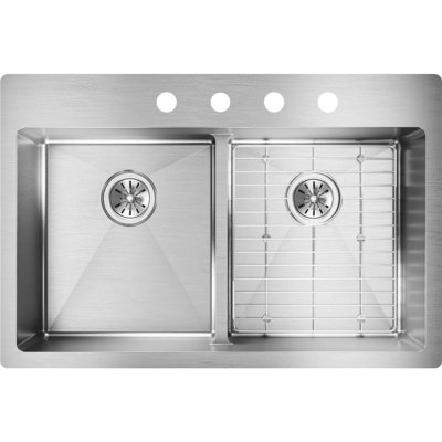 Évier de cuisine à double cuve en acier inoxydable Crosstown L 33 po x l 22 po
