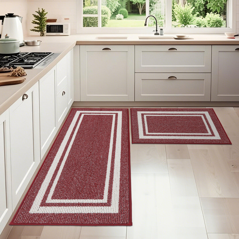 Caylon Machine-washable Anti-Fatigue Mat, Red, Rectangle 60cm x 90cm + 60cm x 150cm