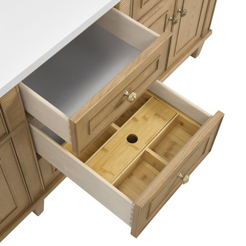 Lorelai 72'' W Double Vanity, Light Natural Oak, White Zeus, Single-Hole