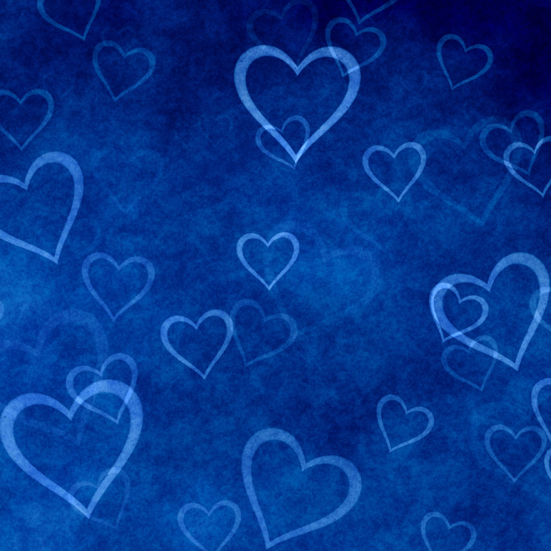 Hearts On Blue Background - Wrapped Canvas Print, 30cm H x 30cm W x 3.8cm D