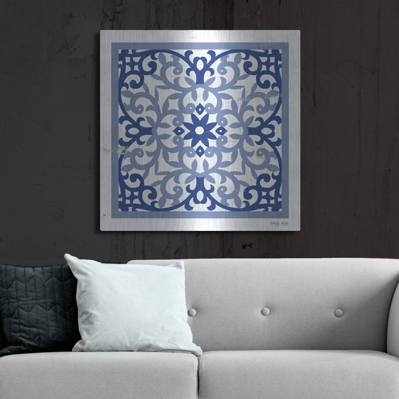 «Blue Tile V» par Cindy Jacobs, H 36 po x l 36 po