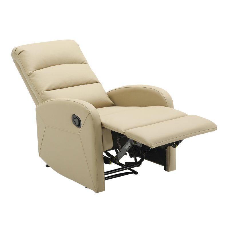 Vadys Faux Leather Recliner, Beige Faux Leather