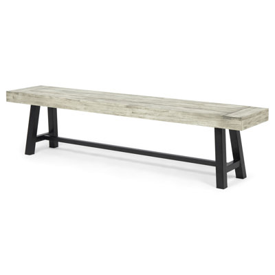 Grey Patio Bench With Construction - Solid Wood And , 74In Length, 43.76Lb Weight Stylish Outdoor In & X 14.5In, For Space by Ophelia & Co.