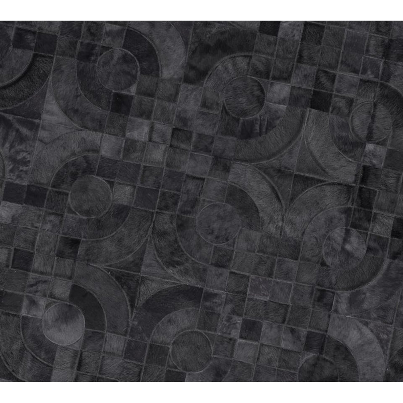 Optico Cowhide Geometric Area Rug in Charcoal, Rectangle 5'5" x 7'9"