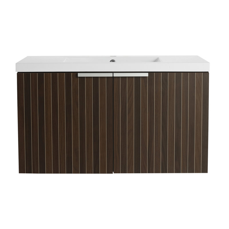 Meuble-lavabo de salle de bain avec lavabo en résine, 35"