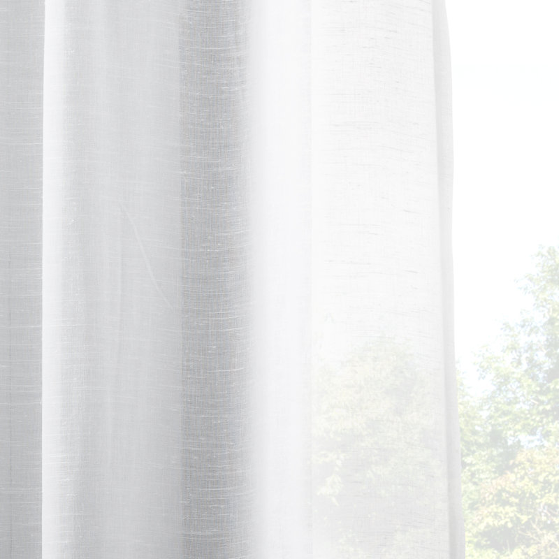 Panneau de rideau semi-diaphane avec œillets Akari, Blanc, L 52 po x L 84 po