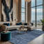 Tapis bleu lavable à la machine-603490831