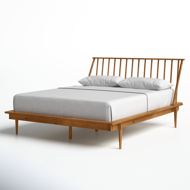 Henline Solid Wood Spindle Bed - Mid-Century Style