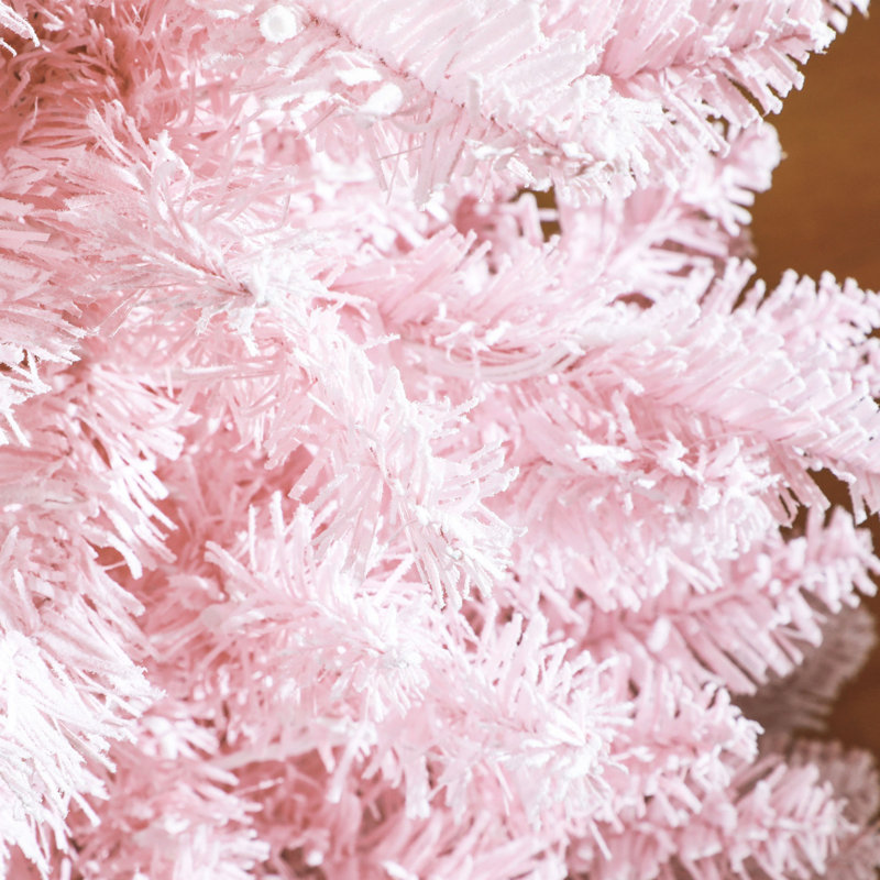 Sapin de Noël artificiel haut et mince pour décoration de Noël, 4 pi 11 po, Rose