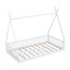 Lit simple en bois blanc avec clôture - pour décor de chambre à coucher-711204211