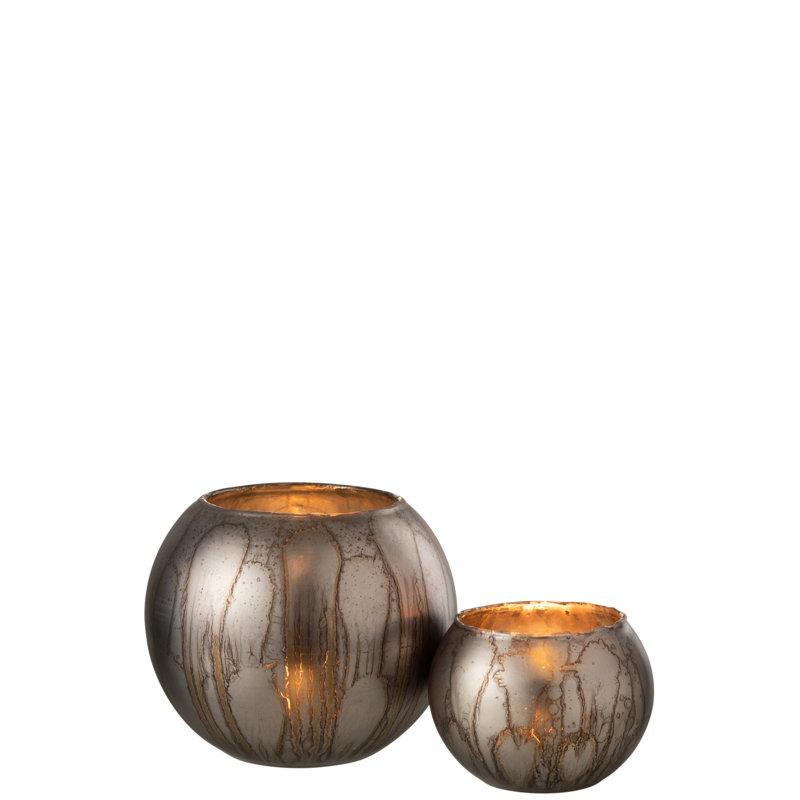 Cozy Glass Tabletop Tealight Holder, 17cm H x 19cm W x 19cm D