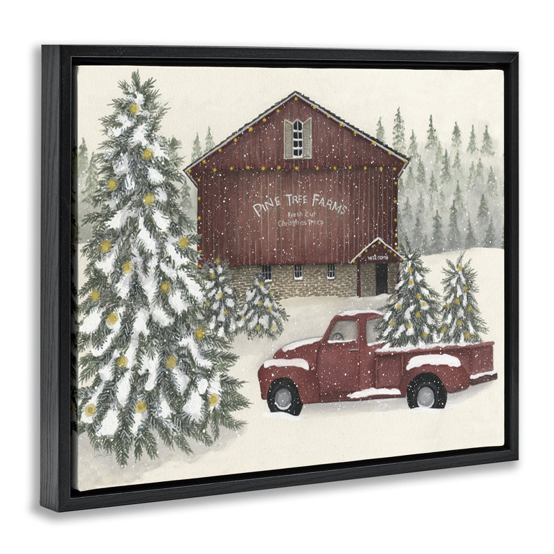 Cadre flottant Winter Pine Tree Farm, design par Linda Spivey, Cadre flottant noir de jais, H 17 po x l 21 po