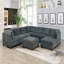 1 repose-pieds en tissu de chenille gris