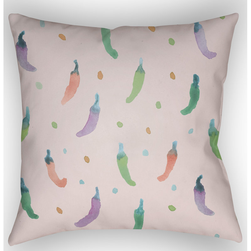 Jalapeno Indoor/Outdoor Throw Pillow, 18" H x 18" W x 4" D, Pink