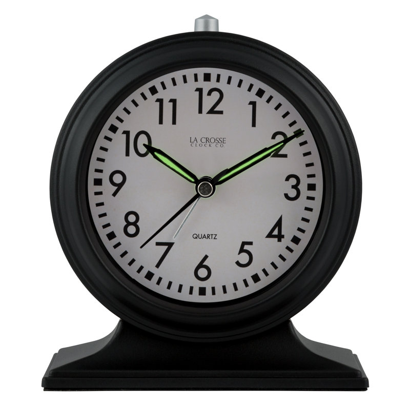 Small Black Plastic Round Analog Alarm Clock