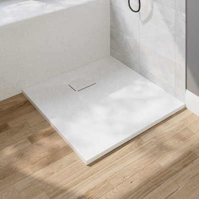 Deervalley 90×90 Cm Low-Profile Shower Base – Zero-Threshold Smc Shower  Tray, Non-Slip, Wheelchair Accessible, Reversible Drain, White, Drain Cover & Installation Kit