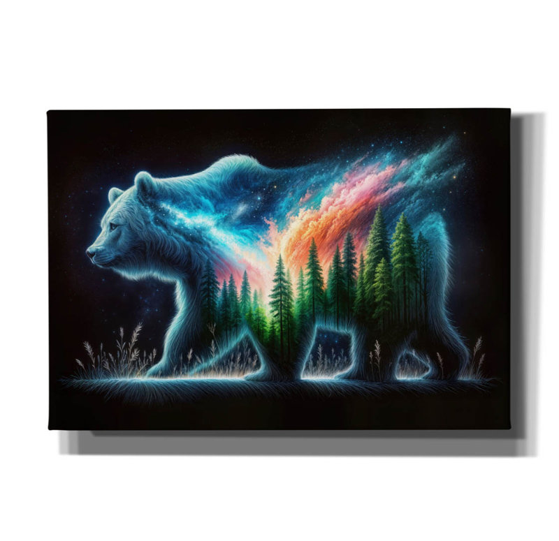 «Vibrant Bear 7» par Rey Klimt, art mural sur toile, H 18 po x l 26 po x P 0,75 po