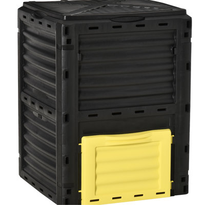 Garden 80 Gallon - Enrich Soil Fertility Easily 48 Air Vents For Aeration Easy Assembly, Yellow Outdoor Compost Bin Make Nutritious Circulation System