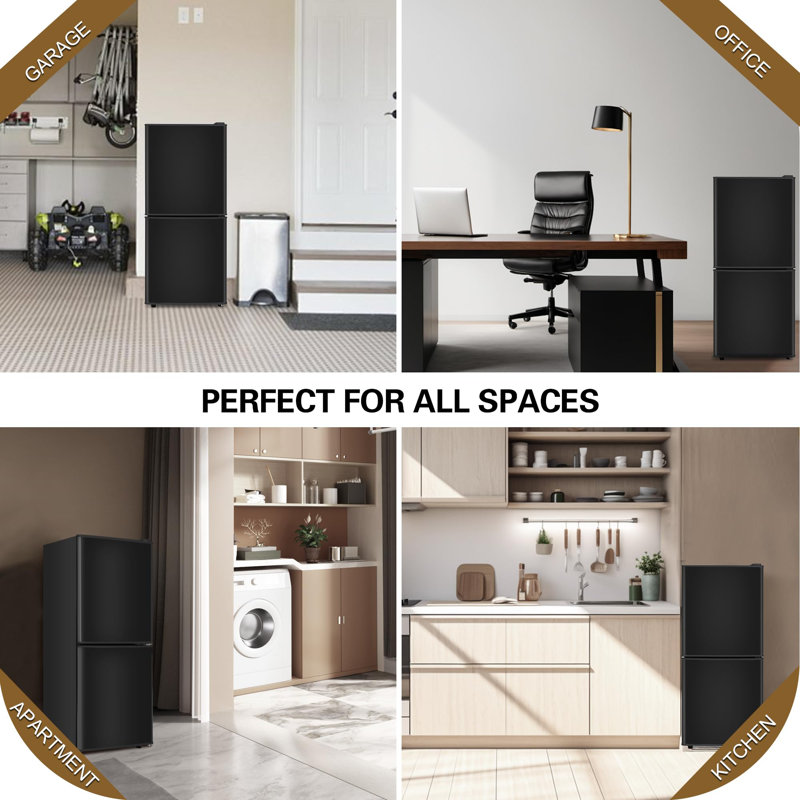 4.2 Cu.Ft Small Fridge with Freezer, 7-Level Adjustable Thermostat, Removable Glass Shelves, Quiet 38dB Energy-Saving for Dorm/Office/Kitchen