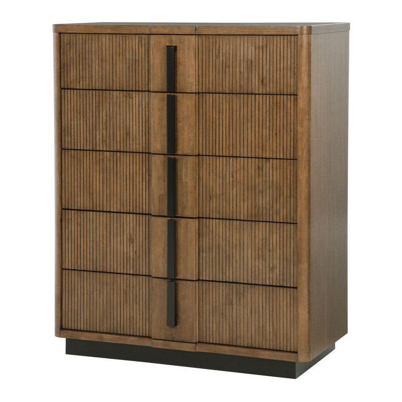 Commode 5 tiroirs brun cendré