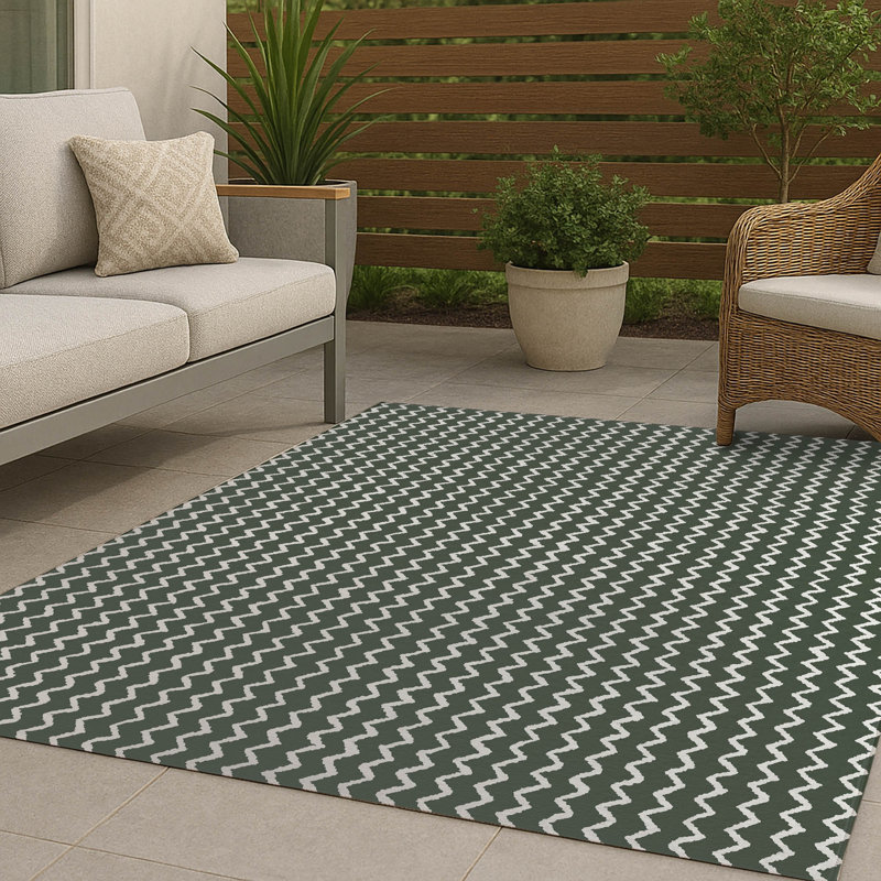 Tapis d'extérieur à motif de chevrons antidérapant, Rectangulaire 3 pi x 5 pi