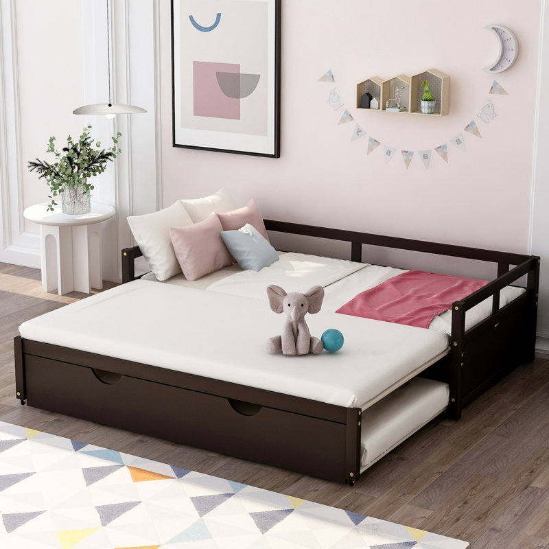 Extending Daybed With Trundle, Wooden Daybed With Trundle, Espresso