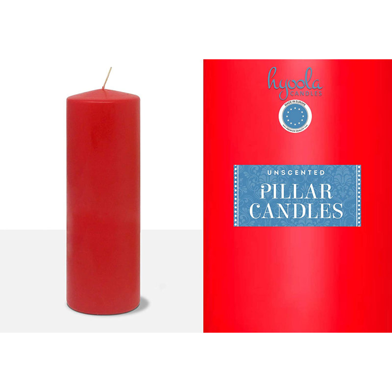 Bougie sans parfum, 4, Rouge, H 9 po x l 3 po x P 3 po