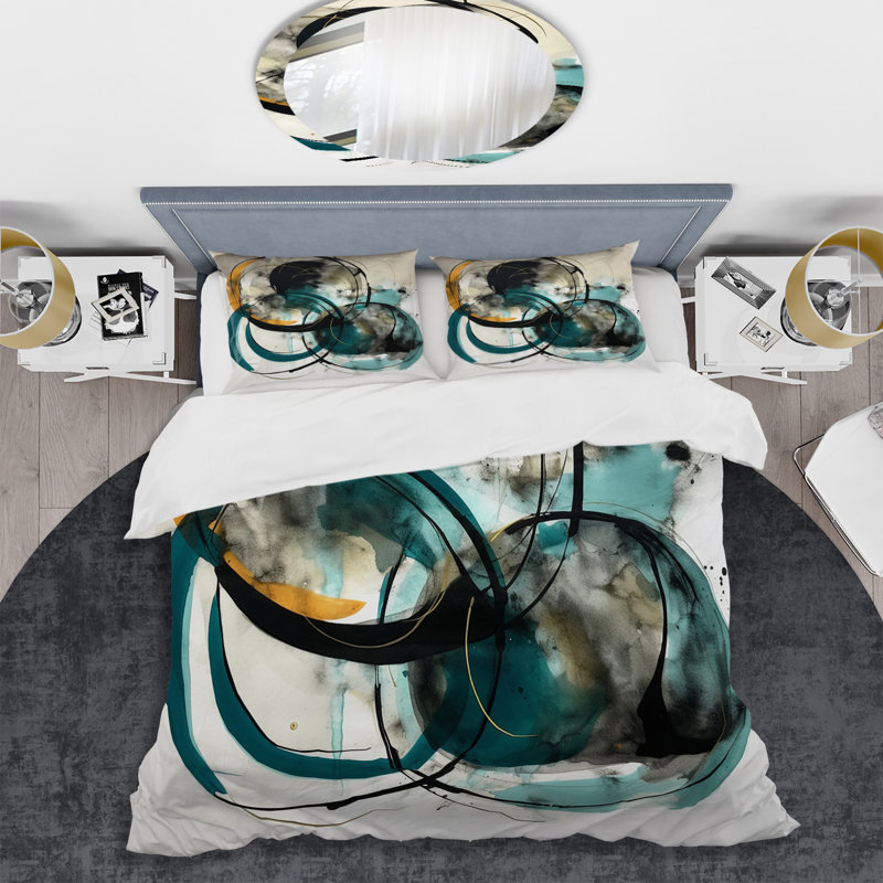 Ensemble de housse de couette en microfibre / polyester Green Grey Minimalims Fludity Bedding