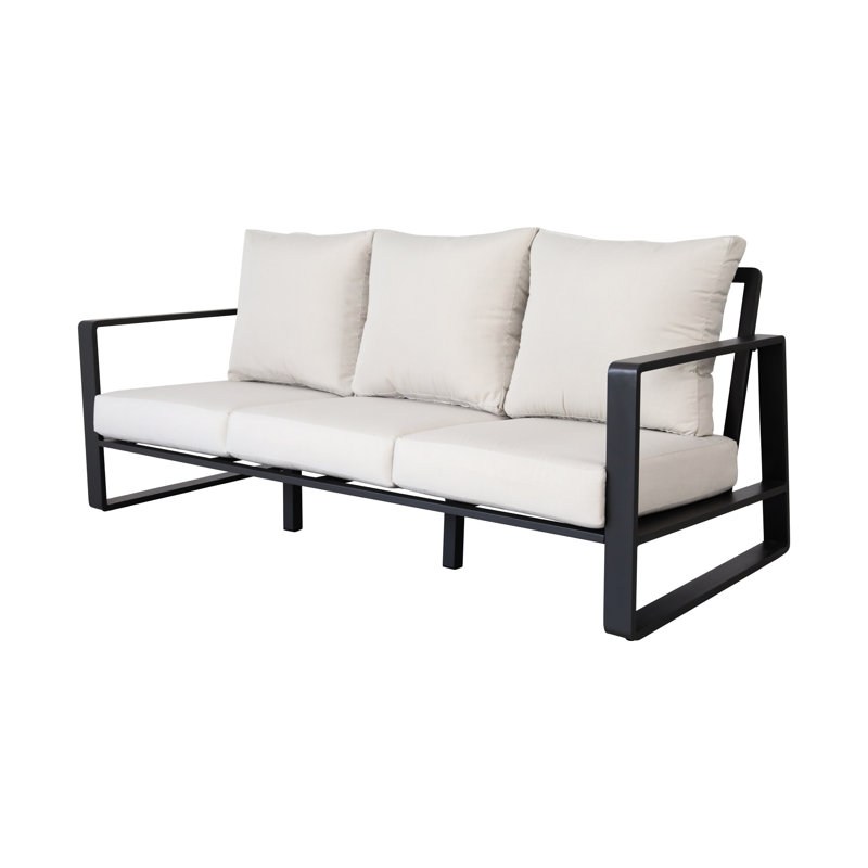 Sophistiqué avec table basse - coussins beiges, garniture en aluminium brun pour des coussins assortis élégants et intemporels