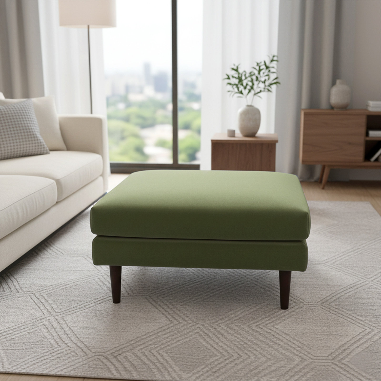 Miller 36" Upholstered Ottoman, Green