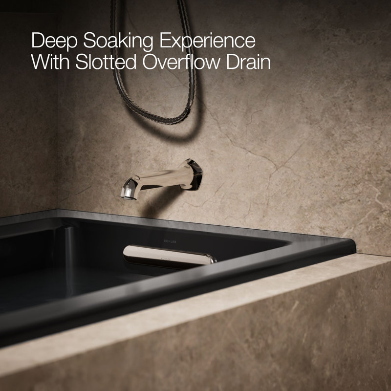 Archer® 60" x 30" Drop-in Whirlpool Bathtub, Black, Right