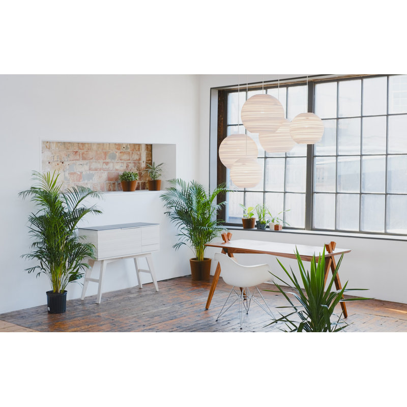 Scraplight Globe Recycled Cardboard Pendant Light - Moon, 12" H x 14" W x 14" D, White
